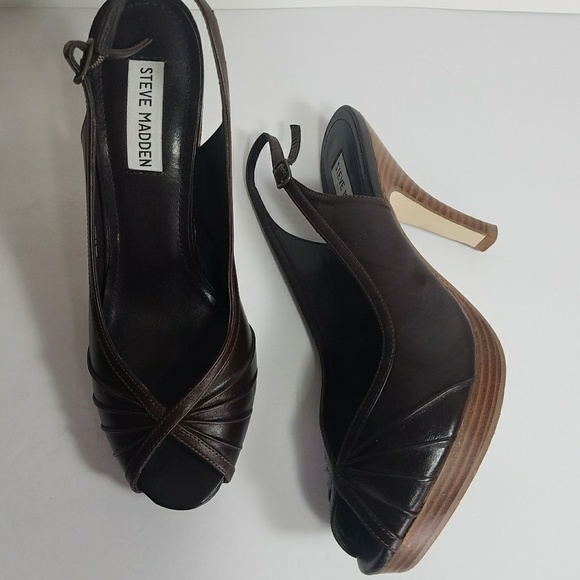 Steve Madden Shoes Pursue Brown Leather Slingback - Picture 2 of 3